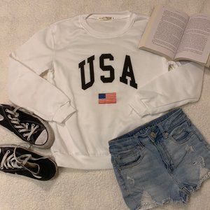 White USA Crewneck